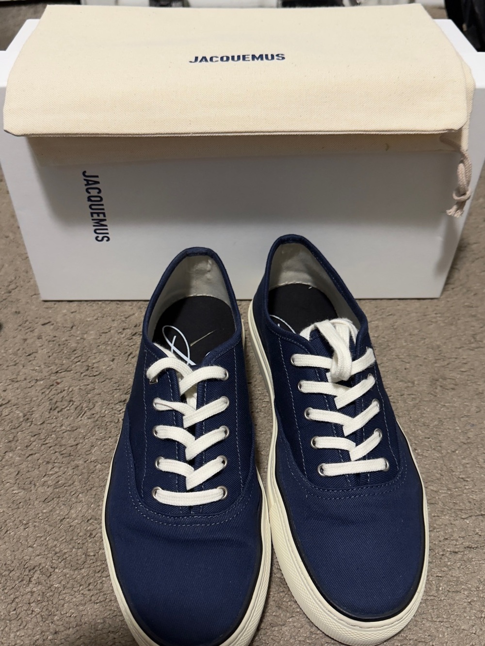 Jacquemus  Fefe Skate Men’s Low-Top Canvas Sneakers in Navy